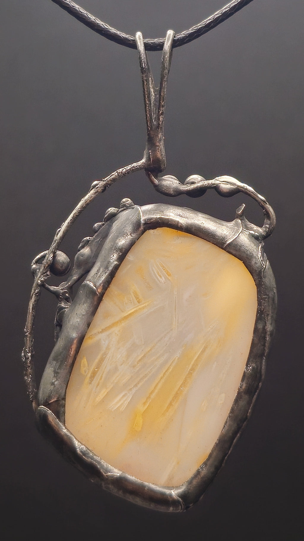 Beige Chalcedony Agate Pendant