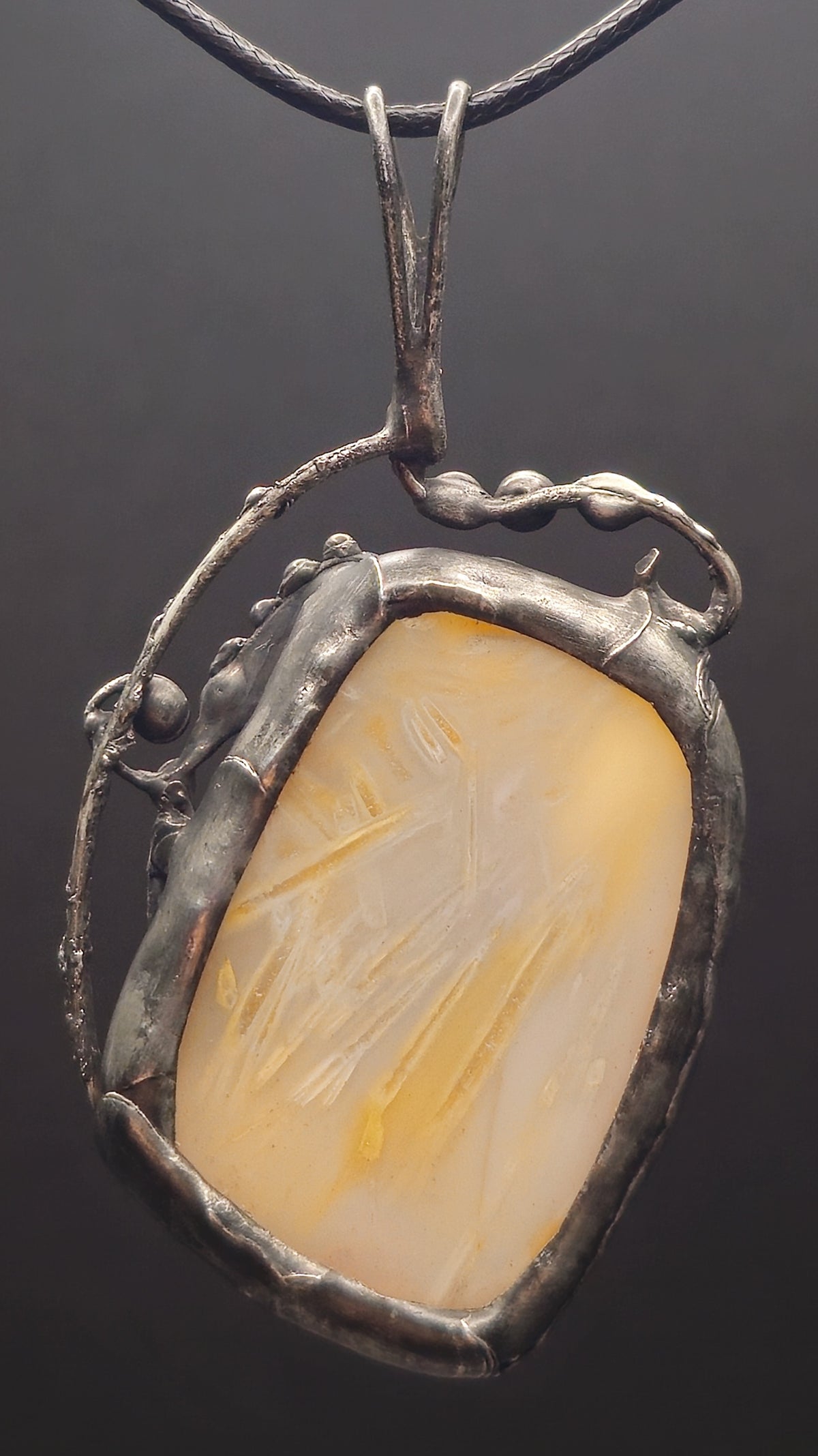 Beige Chalcedony Agate Pendant