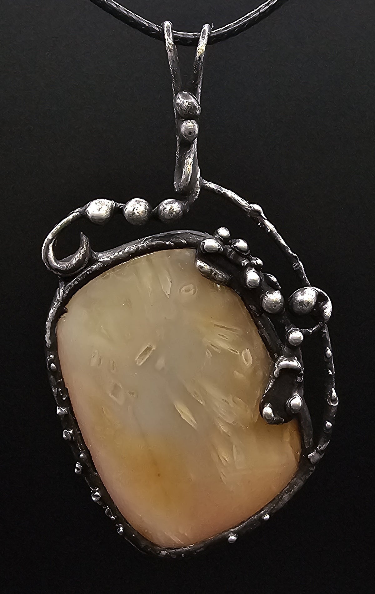 Beige Chalcedony Agate Pendant