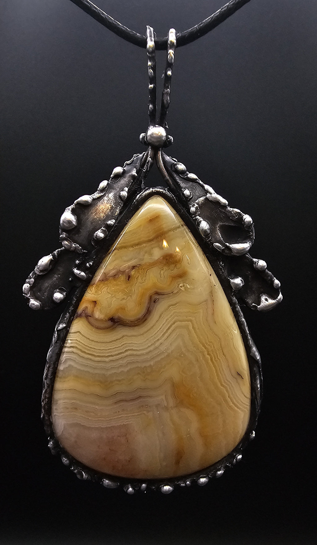 Gold Chalcedony Agate Pendant