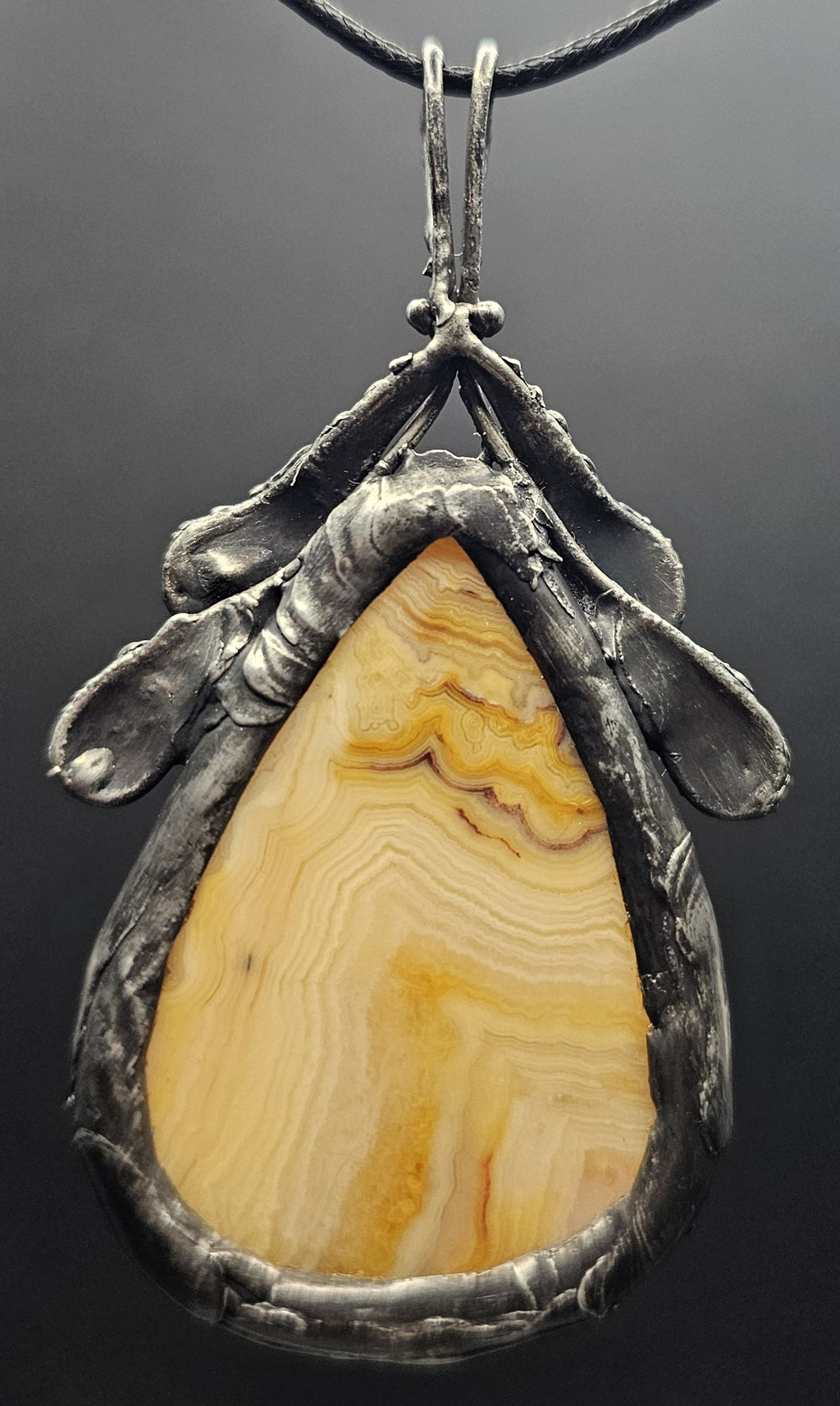 Gold Chalcedony Agate Pendant