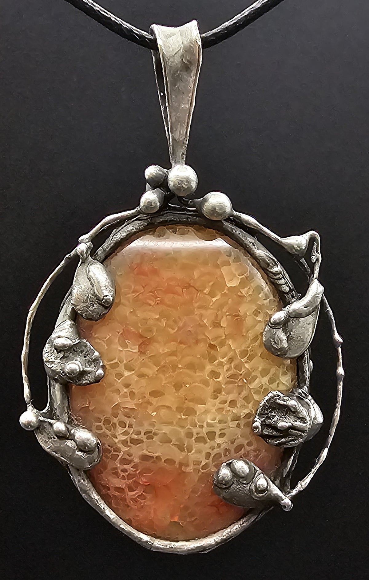 Orange Dragon Scale Agate Pendant