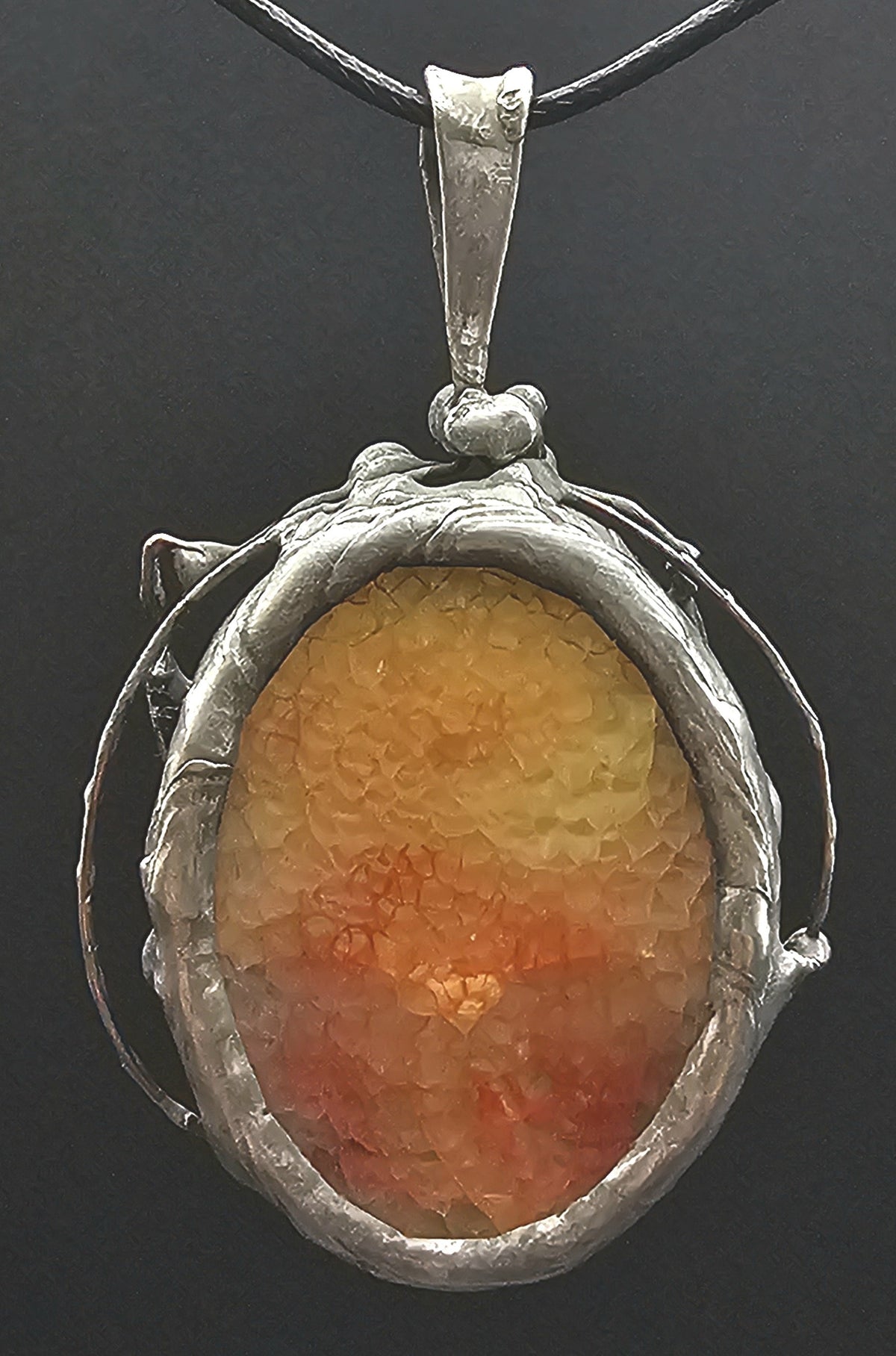 Orange Dragon Scale Agate Pendant